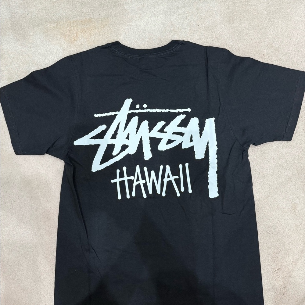 Stussy Hawaii Black with White Logo Tee XS
